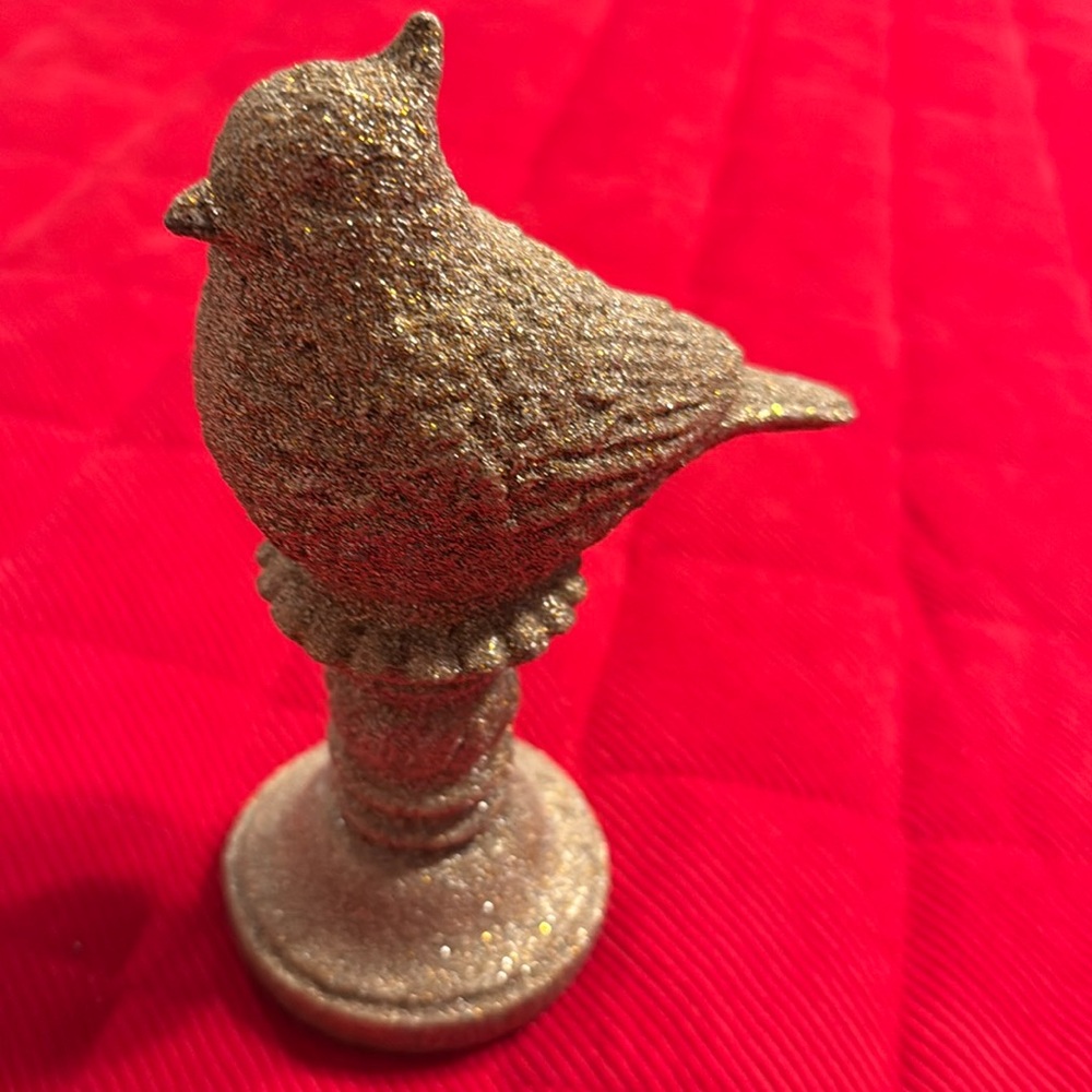 Bird Cardinal Shiny Gold Glittery Cardinal